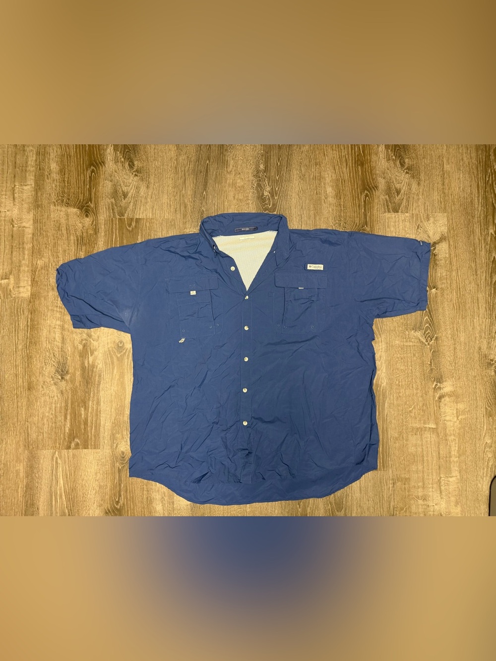 Columbia Men's Royal Blue Short-Sleeve Button-Down Fishing Shirt